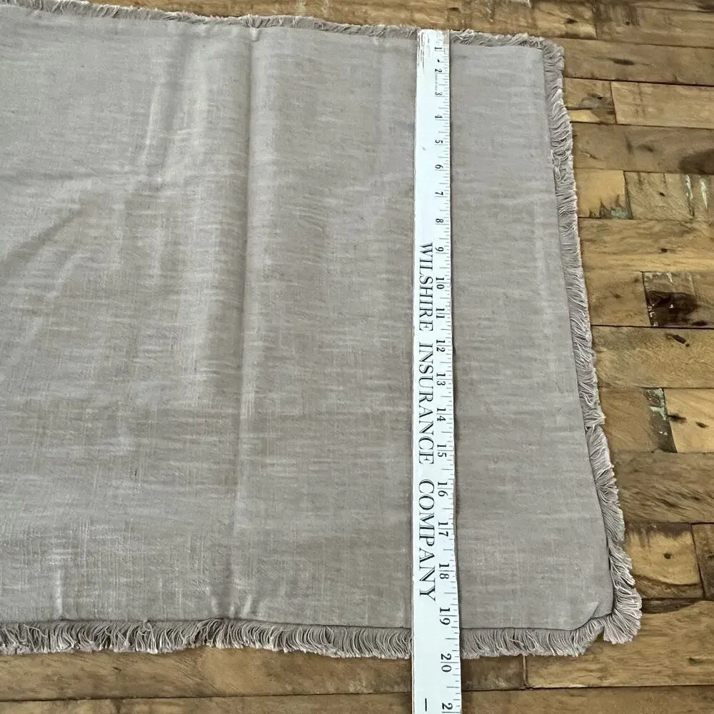 Square Pillow Shams (2) 19in x 19in Linen Blend Brown w/ Frayed Edges Zipper